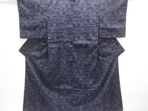 アンティーク　重要無形文化財　本場結城紬100亀甲観世水模様織出し着物